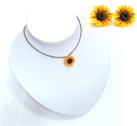 Sunflower Necklace, Wedding Jewelry, Gifts, Yellow Sunflower Bridesmaid, Sunflower Wedding ...