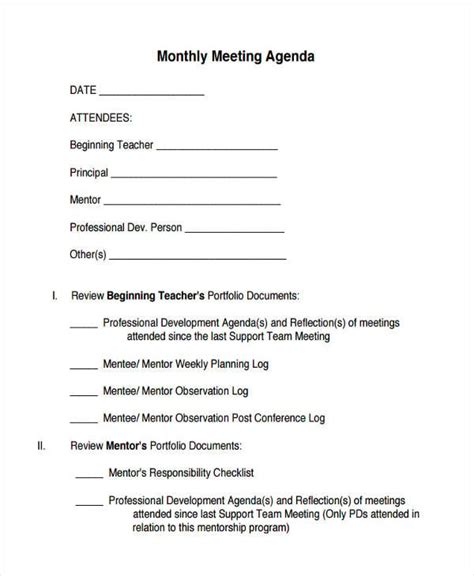 Monthly Meeting Template