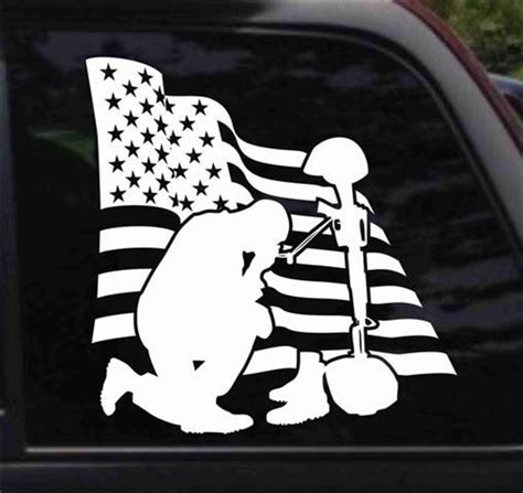 Fallen Soldier And American Flag Patriotic Decal Sticker Etsy