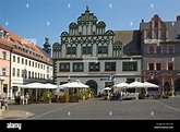 Town Hall, tourist information center at marketplace, Weimar Stock ...
