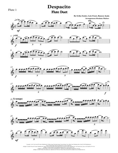 Despacito By Luis Fonsi And Daddy Yankee Flute Duet Music Sheet