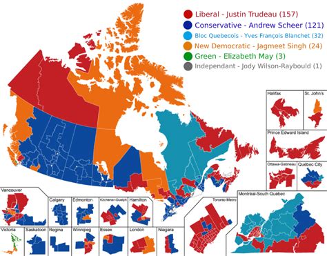 The conservatives continued as the official opposition with andrew scheer temporarily remaining as leader of the opposition until announcing his resignation, triggering a leadership election. Result map of the 2019 Canadian Federal election ...