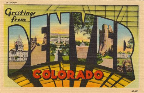 Greetings From Denver Colorado Vintage Postcard Art Prints Halftone