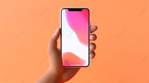 Tangan Bergambar Memegang Smartphone Dengan Render Ponsel Mockup 3d