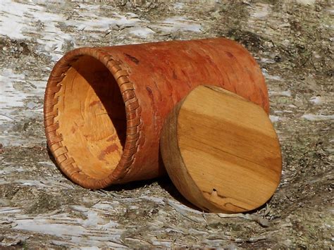 Rustic Birch Bark Container For Ecological Food Saving By Birchbirds On