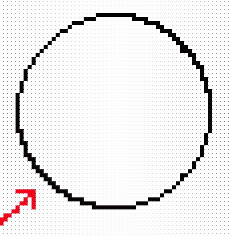 In clockwise direction), pixel by pixel from the center of circle. pixel art - How to draw MS Paint like (aliased), 1px ...