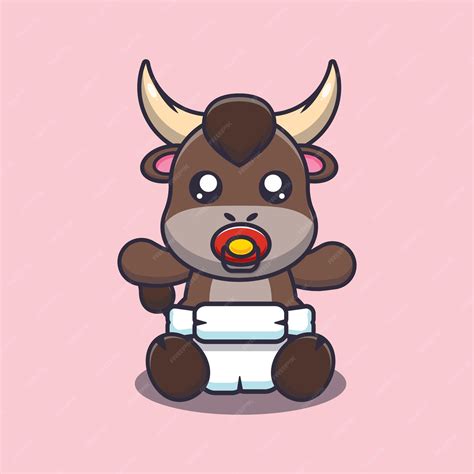 Premium Vector Cute Baby Bull Cute Cartoon Animal Illustration
