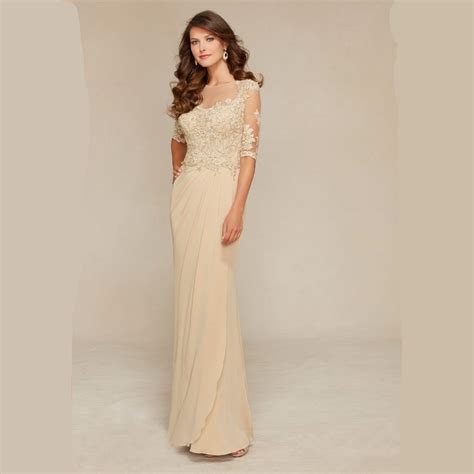 Beaded Lace Champagne Mother Of The Bride Dresses For