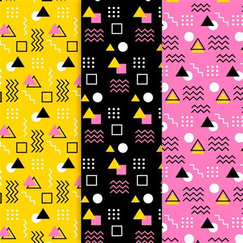 Free Vector Colorful Memphis Pattern Collection