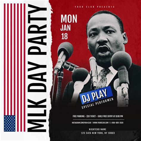 Martin Luther King Jr Day Flyer Template Custom Fonts Custom Posters