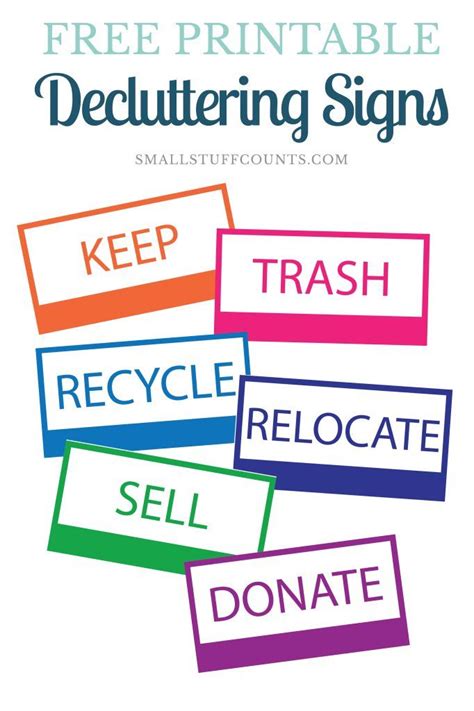 Decluttering With Free Printable Sorting Signs Free Printables
