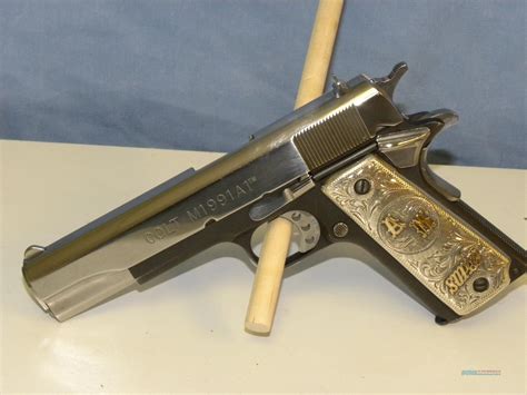 Colt 1911 Custom 38 Super W Silver Grips For Sale