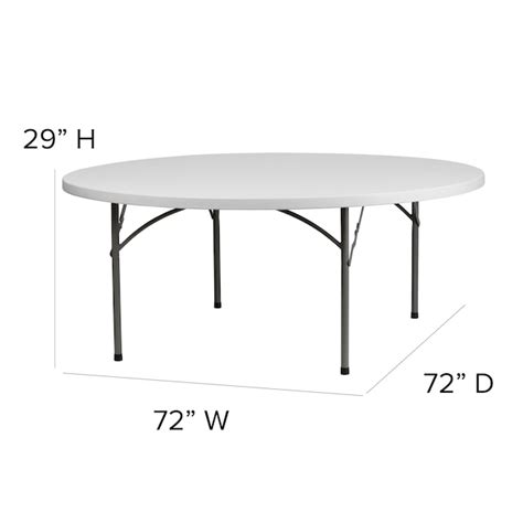 Flash Furniture 6 Ft X 6 Ft Indoor Round Plastic White Folding Banquet