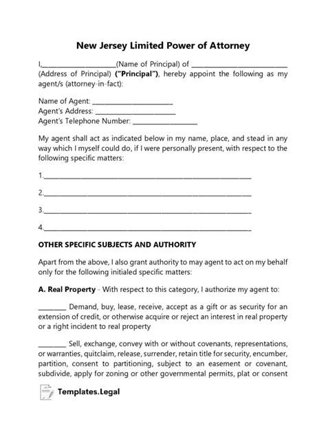 New Jersey Power Of Attorney Templates Free Word Pdf And Odt