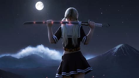 Samurai Sword Girl 4k Hd Artist 4k Wallpapers Images Backgrounds