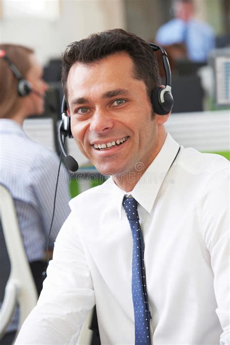 Male Customer Services Agent in Call Centre Stock Image - Image of ...