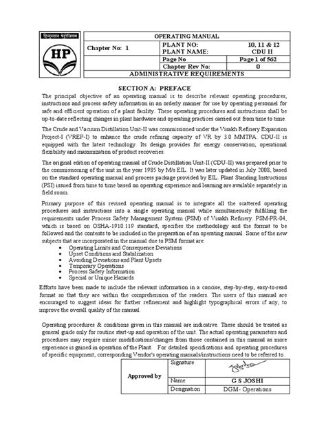 Crude oil distillation unit (cdu): CDU II Operating Manual | Hydrocarbons | Oil Refinery