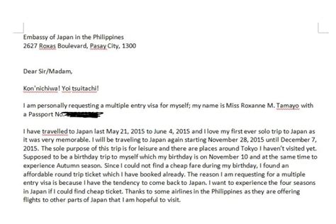 Sample Explanation Letter For Multiple Entry Visa To Japan Images And