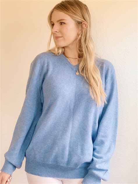 Polo Ralph Lauren Pastel Blue Sweater Lambs Wool V Neck Etsy