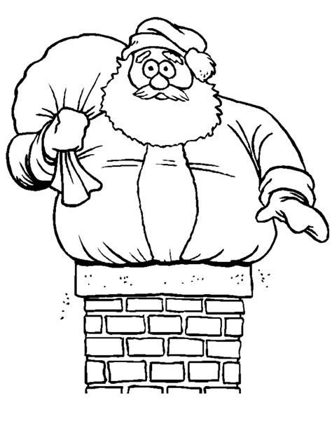 Santa riding in sleigh on christmas. Santa stuck in chimney | Christmas :: coloring pages 1 ...