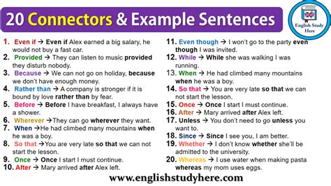 Conjunctions20 Connectors Example