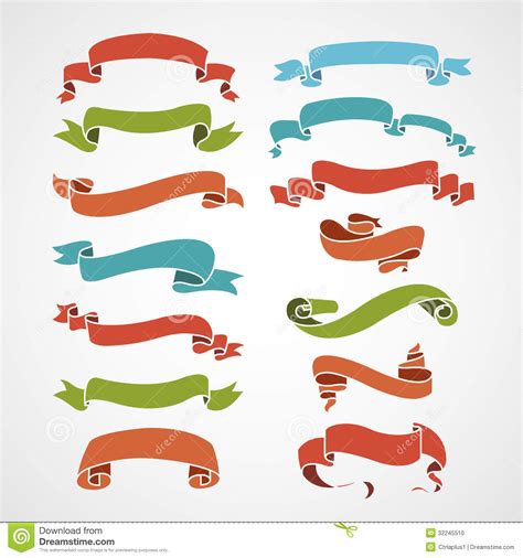 Full Color Set Of Vintage Ribbons Stock Vector Illustration Of