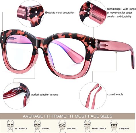 Eyeguard 2 Pack Oversized Reading Glasses For Women Retro Blue Light Blocking Readers With