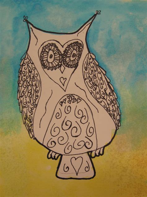 Angela Anderson Art Blog Owl Zentange Pen And Ink Watercolor