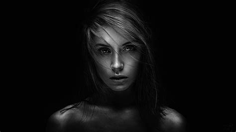 X Monochrome Face Women Portrait Model Wallpaper
