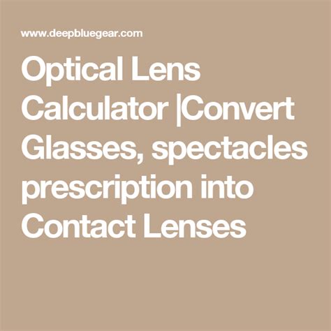 Converting the prescription from glasses to contacts is not difficult. Optical Lens Calculator |Convert Glasses, spectacles ...