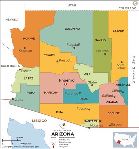 Arizona Map Of Counties Cultural Map