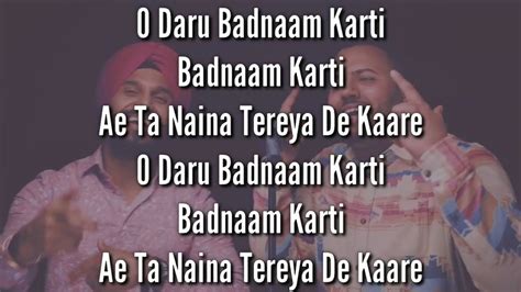 Daru Badnaam Lyrics Kamal Kahlon Param Singh Youtube