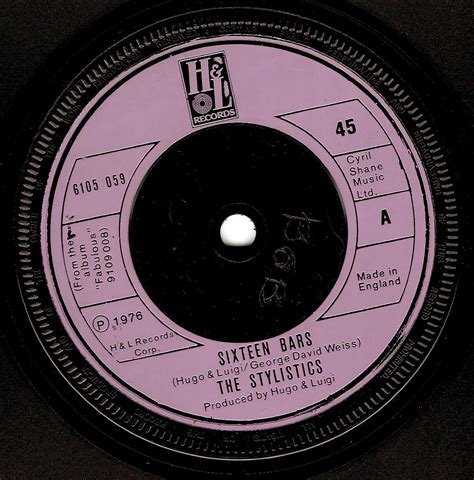The Stylistics Sixteen Bars Vinyl Record 7 Inch H And L 1976