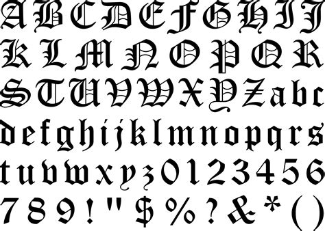 Old English Gothic Alphabet Letters