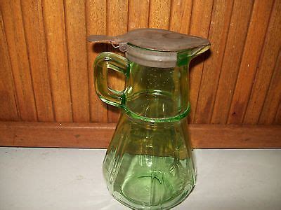 Vintage Hazel Atlas Green Panel Depression Glass Syrup Pitcher