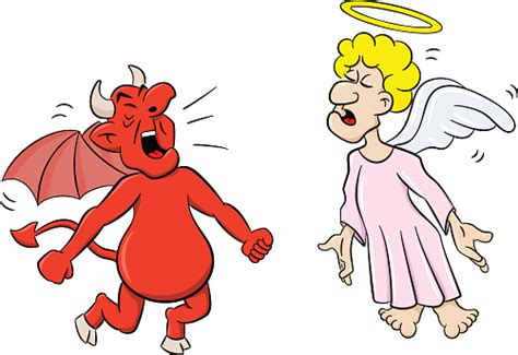 Cartoon Angel And Devil — стоковая векторная графика и другие