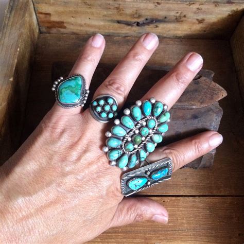 Vintage Size Carico Lake Turquoise Ring Navajo Ring Southwest