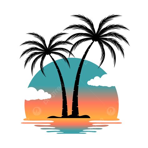 Sunset Palm Tree Silhouette Png Transparent Palm Tree Vector With