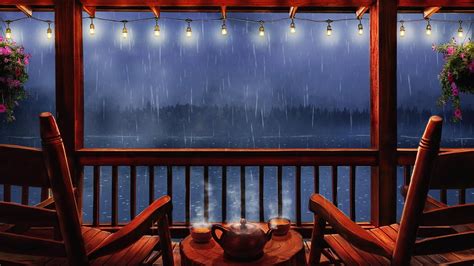Cozy Cabin Porch Ambience Rain And Thunderstorm Sounds 8 Hours On