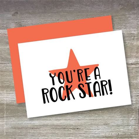 Youre A Rock Star Greeting Card Rock Star Card Thank You Etsy