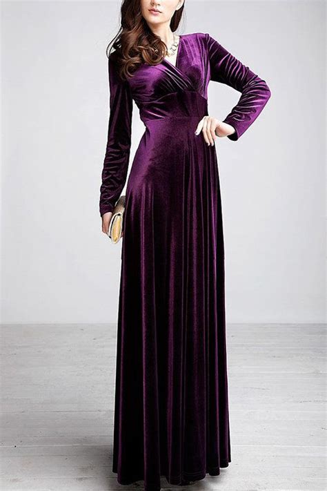 Purple Wrap Front Velvet Maxi Dress Us2399 Velvet Dress Long