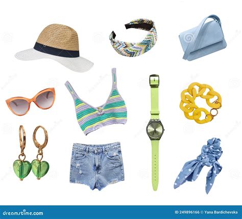 Summer Clothes Set Isolated Women`s Apparel Stock Photo Image Of
