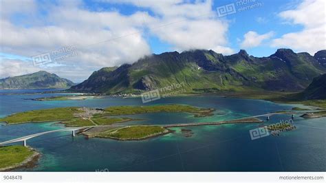 Aerial View Of Scenic Tourist Road On Lofoten In Norway Stock Video