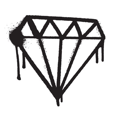 Diamond graffiti art black spray paint illustration isolated on white