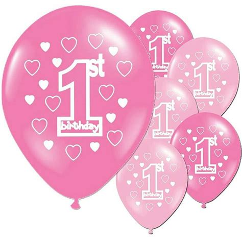 free shipping 10pcs pink girl s 1st birthday balloons first birthday party decoration supplies