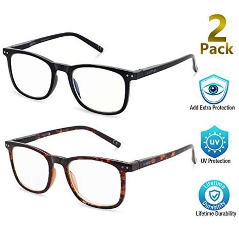 Blue Light Blocking Glasses 2pack Cut Uv400 Computer Glasses For Anti Eyestrain