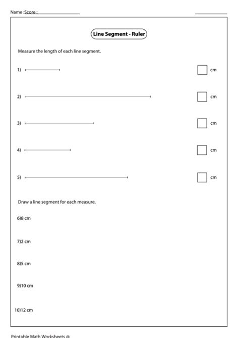 Line Segment Ruler Worksheet Printable Pdf Download