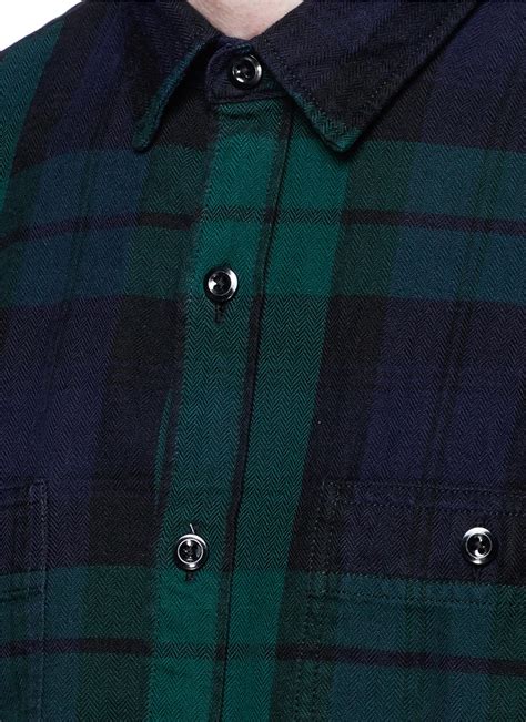 Pitt ignited a fervor for plaid flannel after. J.crew Herringbone Flannel Shirt In Black Watch Plaid for ...