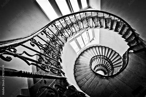 Black And White Spiral Staircase Stock Photo Adobe Stock