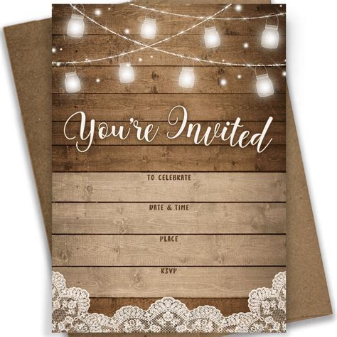 Rustic Party Invitations And Envelopes Set Of 25 Rustic Barn